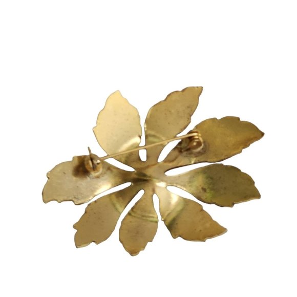 Vintage Blue Enamel Foliage Flower Two Tone Blue Shades Enamel Pin Brooch - Picture 9 of 14